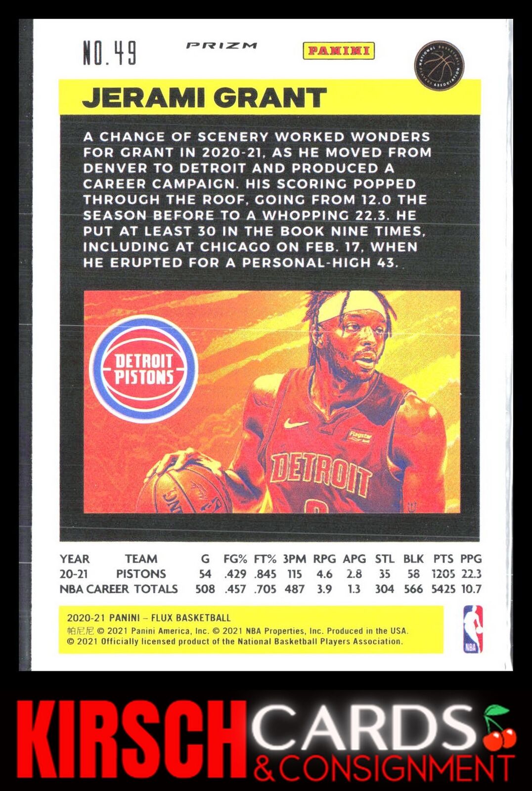 Jerami Grant 2020 2020-21 Panini Flux #49 Pulsar Detroit Pistons