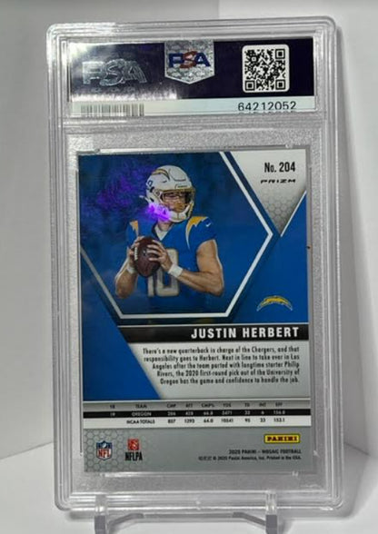 2020 Panini Mosaic Justin Herbert Camo Pink RC Rookie PSA 10 GEM MINT #204