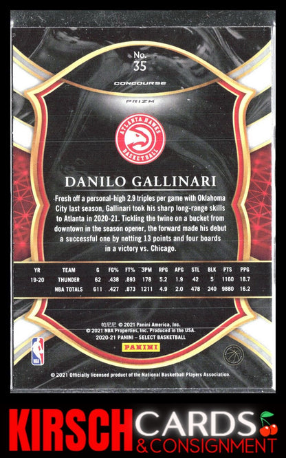 Danilo Gallinari 2020-21 Panini Select #35 Red White Green Cracked Ice