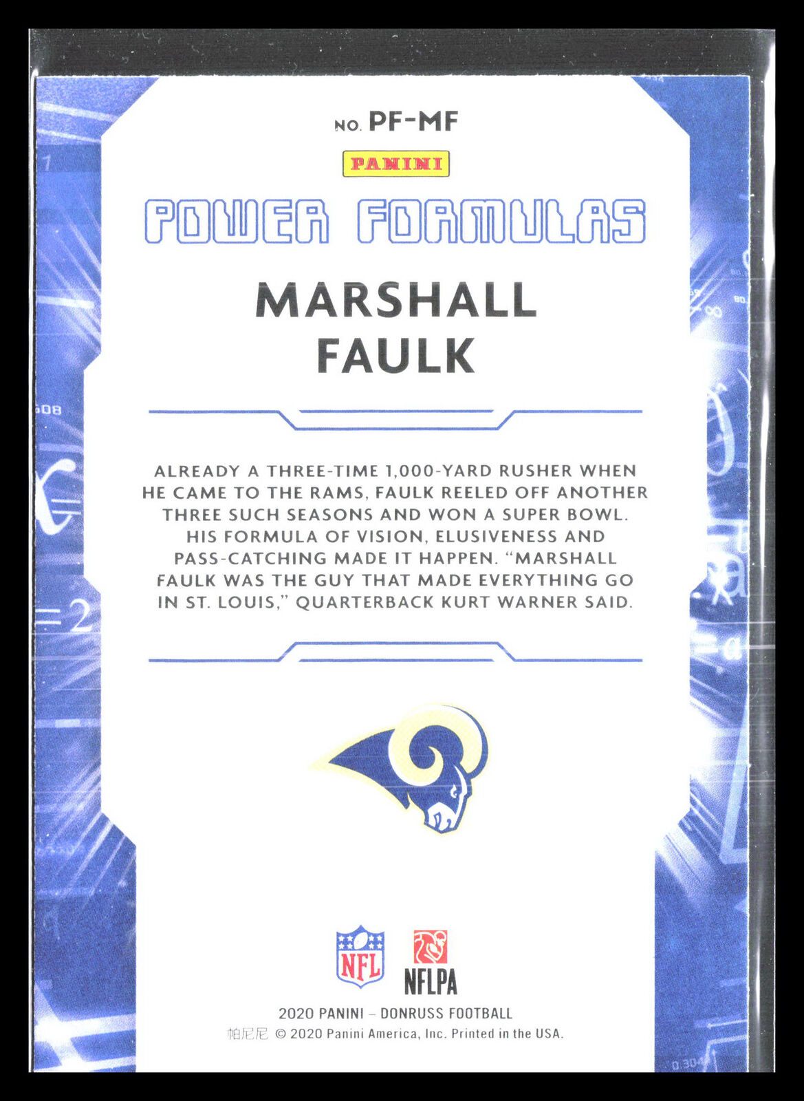 Marshall Faulk 2020 Donruss #PF-MF    Power Formulas St. Louis Rams