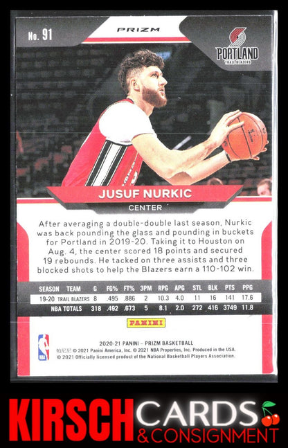 Jusuf Nurkic 2020 2020-21 Panini Prizm #91 Red, White and Blue Prizms