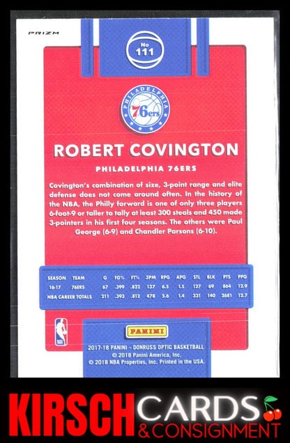 Robert Covington 2017 2017-18 Donruss Optic #111 Blue Velocity