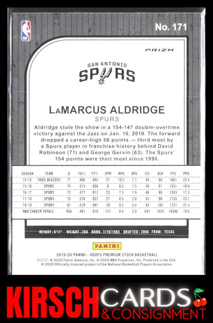 LaMarcus Aldridge 2019 2019-20 Hoops Premium Stock #171 Prizms Purple Disco