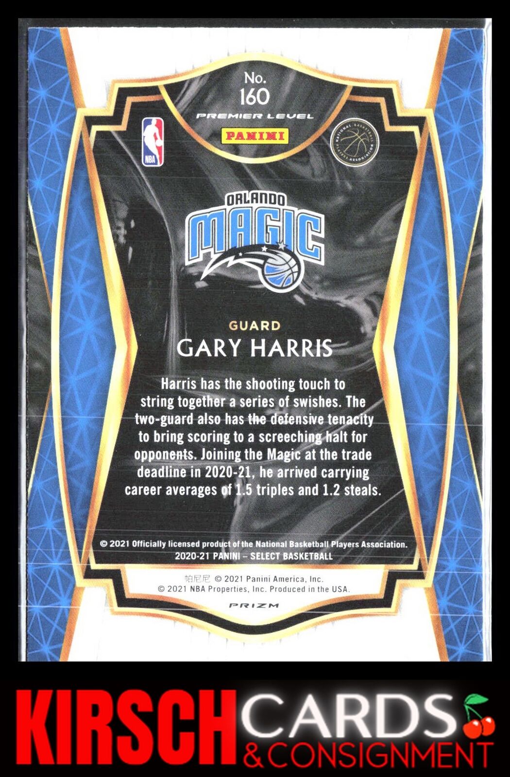 Gary Harris 2020 2020-21 Panini Select #160 Red White Orange Shimmer Orlando