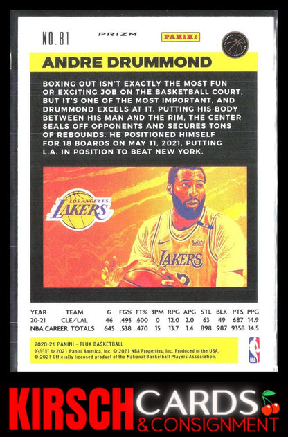 Andre Drummond 2020 2020-21 Panini Flux #81 Pulsar Los Angeles Lakers