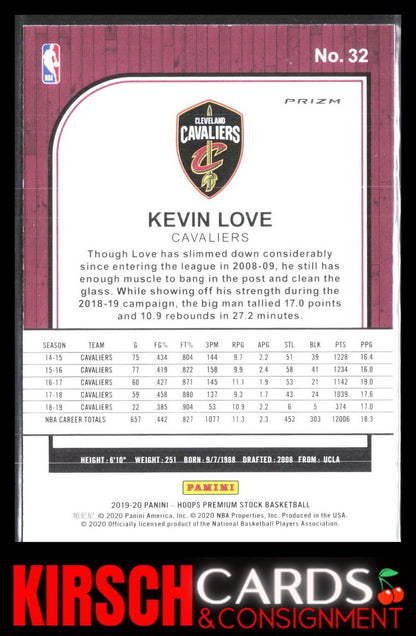 Kevin Love 2019 2019-20 Hoops Premium Stock #32 Prizms Silver Cleveland