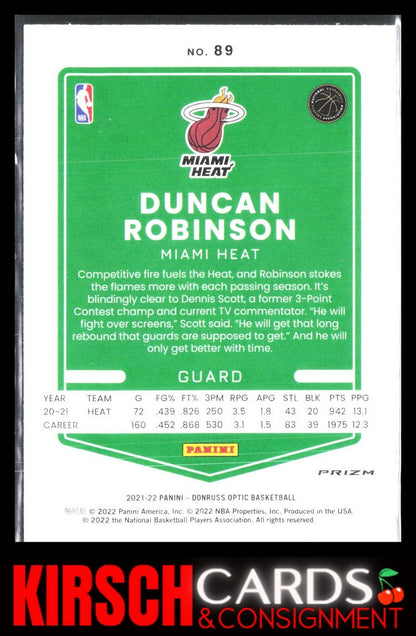 Duncan Robinson 2021 2021-22 Donruss Optic #89 Blue Velocity Miami Heat