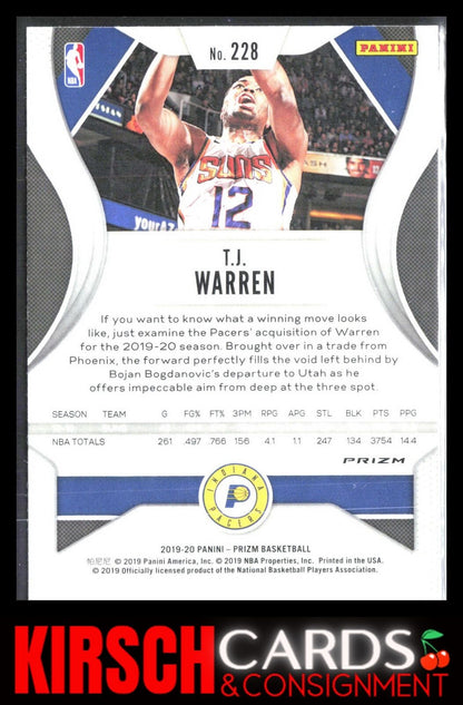 T.J. Warren 2019 2019-20 Panini Prizm #228 Prizms Silver Indiana Pacers