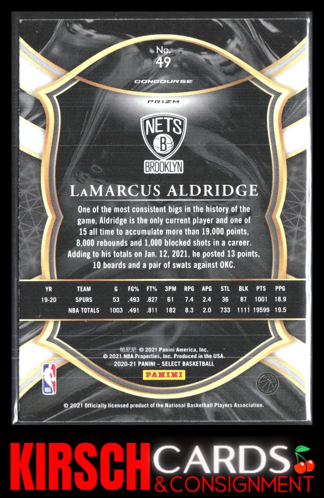 LaMarcus Aldridge 2020 2020-21 Panini Select #49 Green White Purple