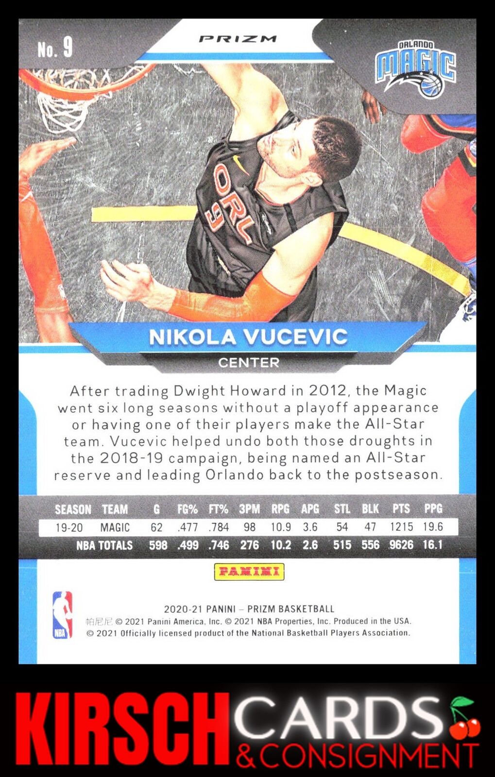 Nikola Vucevic 2020 2020-21 Panini Prizm #9 Red, White and Blue Prizms