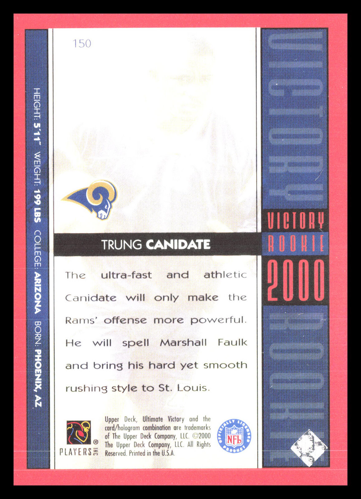 Trung Canidate 2000  Upper Deck Ultimate Victory #150   RC, SN2000 Rookie