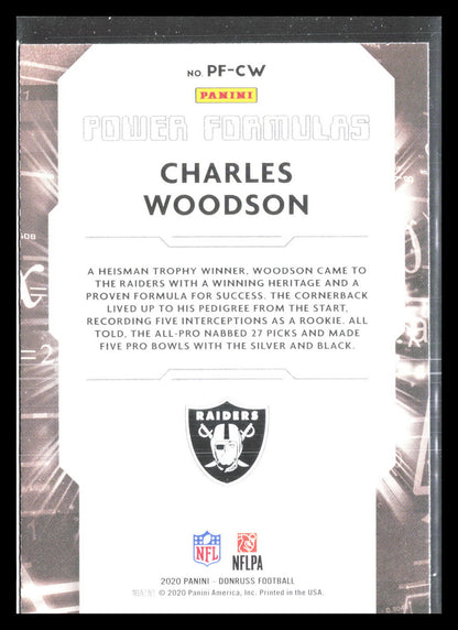 Charles Woodson 2020 Donruss #PF-CW    Power Formulas Oakland Raiders