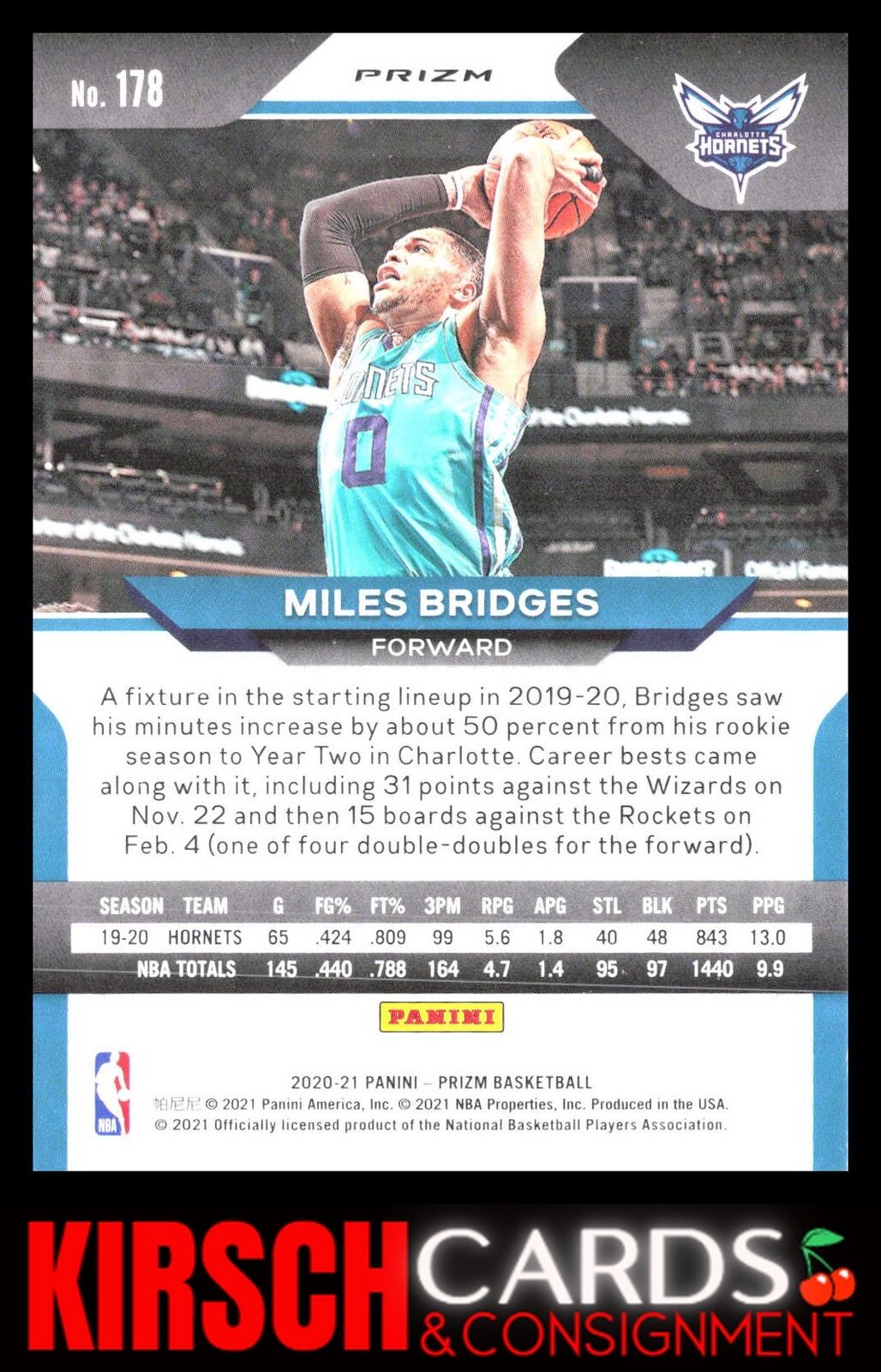 Miles Bridges 2020 2020-21 Panini Prizm #178 Red, White and Blue Prizms