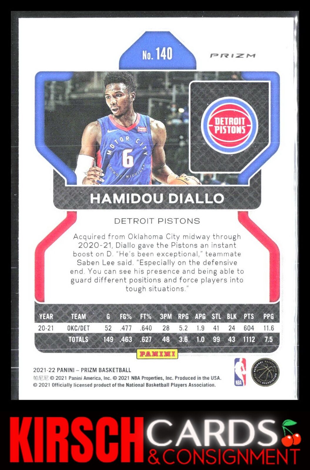 Hamidou Diallo 2021 2021-22 Panini Prizm #140 Silver Detroit Pistons