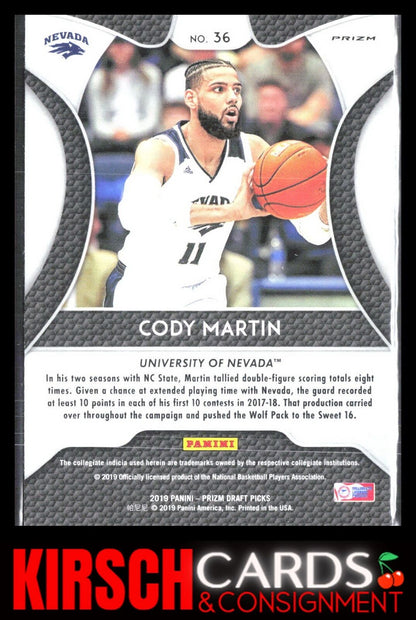 Cody Martin 2019 2019 Panini Prizm Draft Picks #36 Prizms Red Nevada Wolf Pack