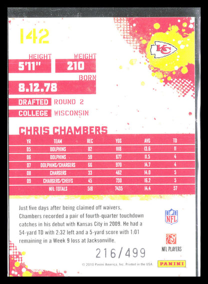 Chris Chambers 2010 Score #142    Kansas City Chiefs