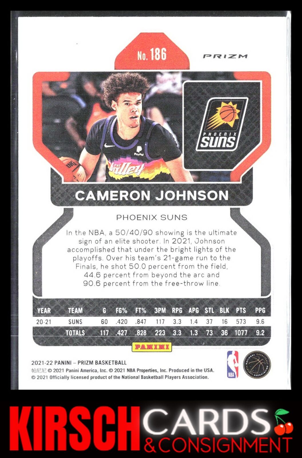 Cameron Johnson 2021 2021-22 Panini Prizm #186 Red White and Blue Phoenix Suns