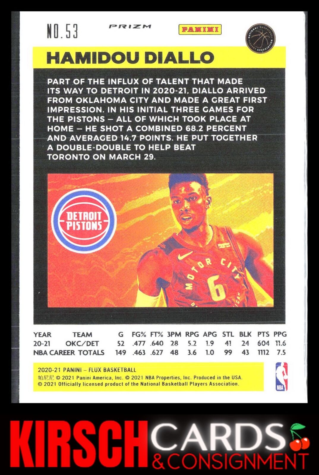 Hamidou Diallo 2020 2020-21 Panini Flux #53 Pulsar Detroit Pistons