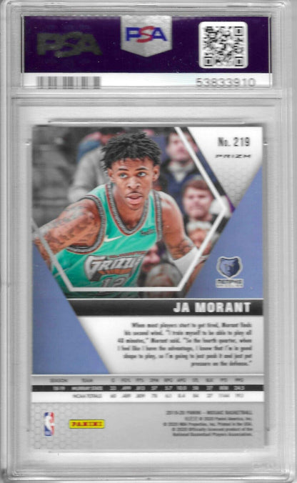 2019 Mosaic Ja Morant Reactive Blue Mosaic Prizm RC Rookie #219 PSA 10