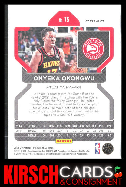 Onyeka Okongwu 2021 2021-22 Panini Prizm #75 Ice Atlanta Hawks