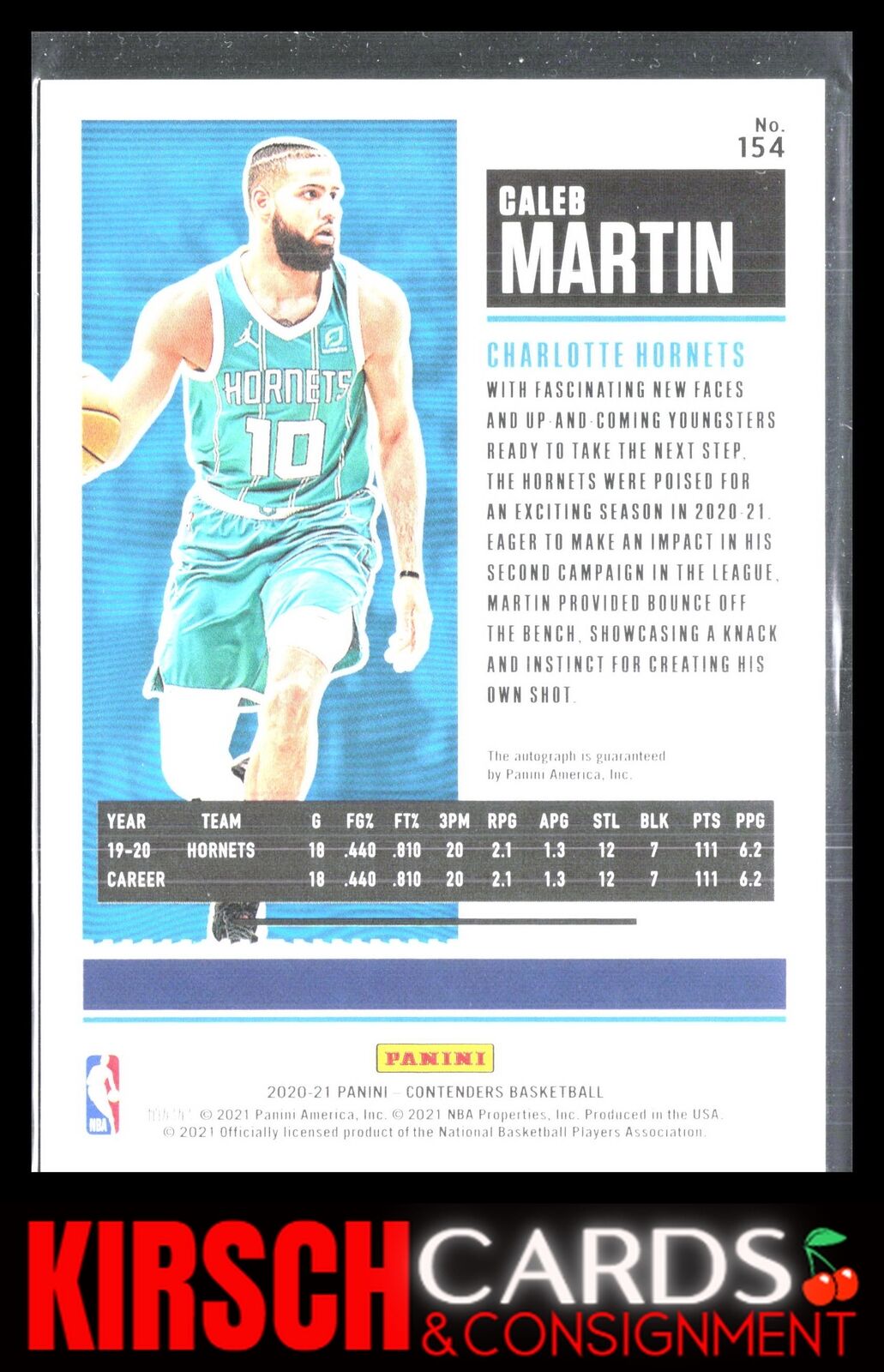 Caleb Martin 2020-21 Panini Contenders #154 RC Season Ticket Premium  Auto