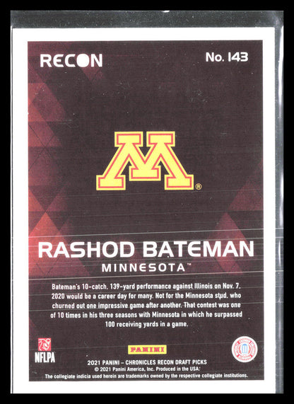 Rashod Bateman 2021  Panini Chronicles Draft Picks #143 Recon