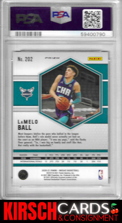 LaMelo Ball 2020-21 Panini Mosaic #202 Mosaic Camo Pink RC PSA 10 Hornets