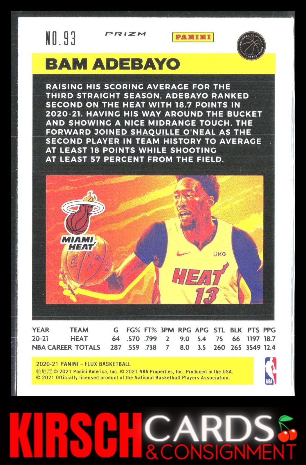 Bam Adebayo 2020 2020-21 Panini Flux #93 Pulsar Miami Heat