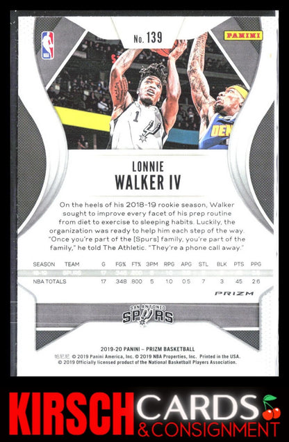 Lonnie Walker IV 2019 2019-20 Panini Prizm #139 Prizms Green San Antonio Spurs