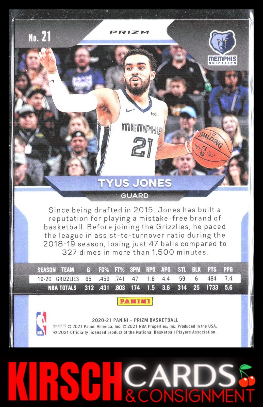 Tyus Jones 2020-21 Panini Prizm #21 Green Prizms Memphis Grizzlies