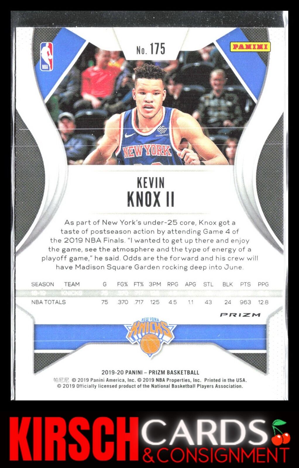 Kevin Knox II 2019-20 Panini Prizm #175 Prizms Green New York Knicks