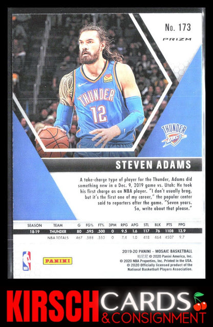 Steven Adams 2019 2019-20 Panini Mosaic #173 Camo Pink Oklahoma City Thunder