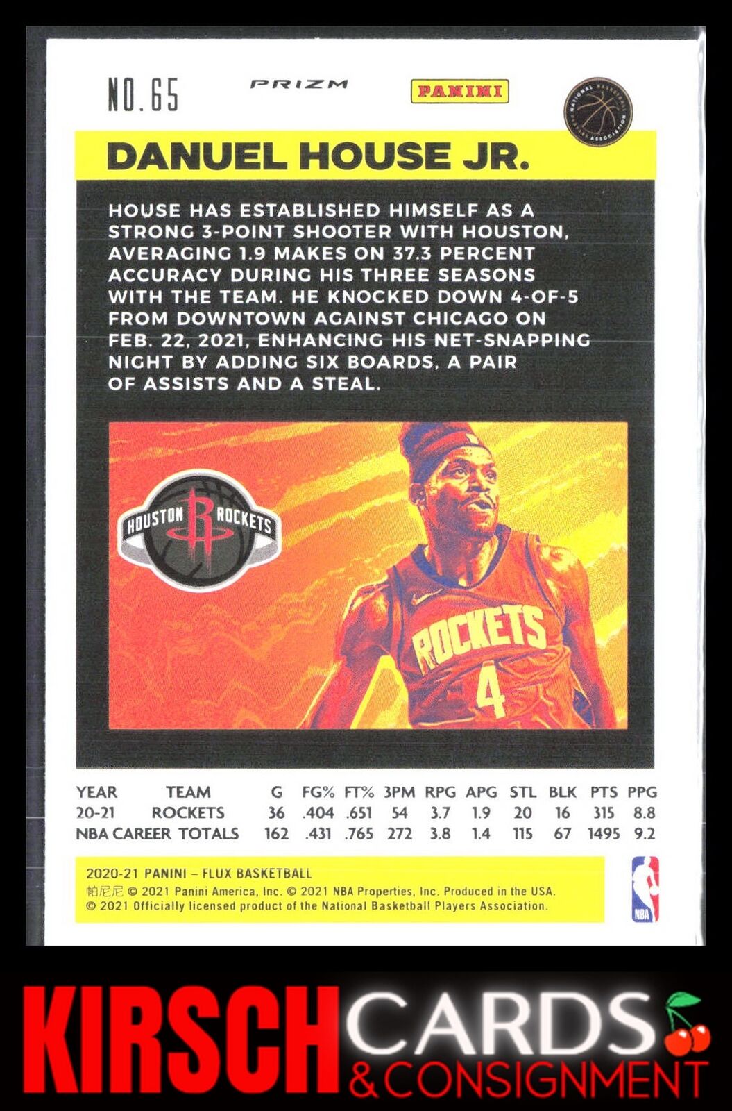 Danuel House Jr. 2020 2020-21 Panini Flux #65 Pulsar Houston Rockets