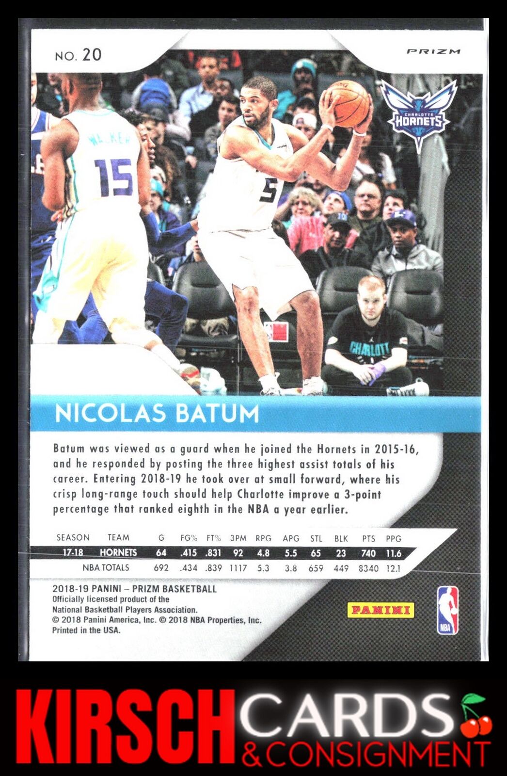 Nicolas Batum 2018 2018-19 Panini Prizm #20 Prizms Silver Charlotte Hornets