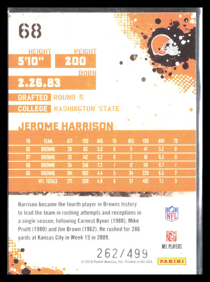 Jerome Harrison 2010 Score #68    Cleveland Browns