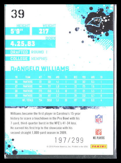 DeAngelo Williams 2010 Score #39    Carolina Panthers