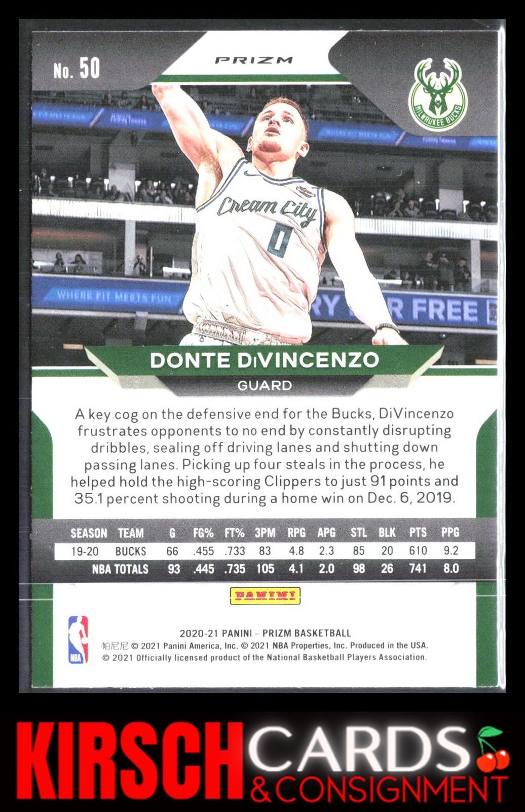 Donte DiVincenzo 2020 2020-21 Panini Prizm #50 Silver Prizms Milwaukee Bucks