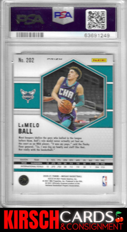 LaMelo Ball 2020-21 Panini Mosaic #202 Mosaic Reactive Orange RC PSA 10 Hornets