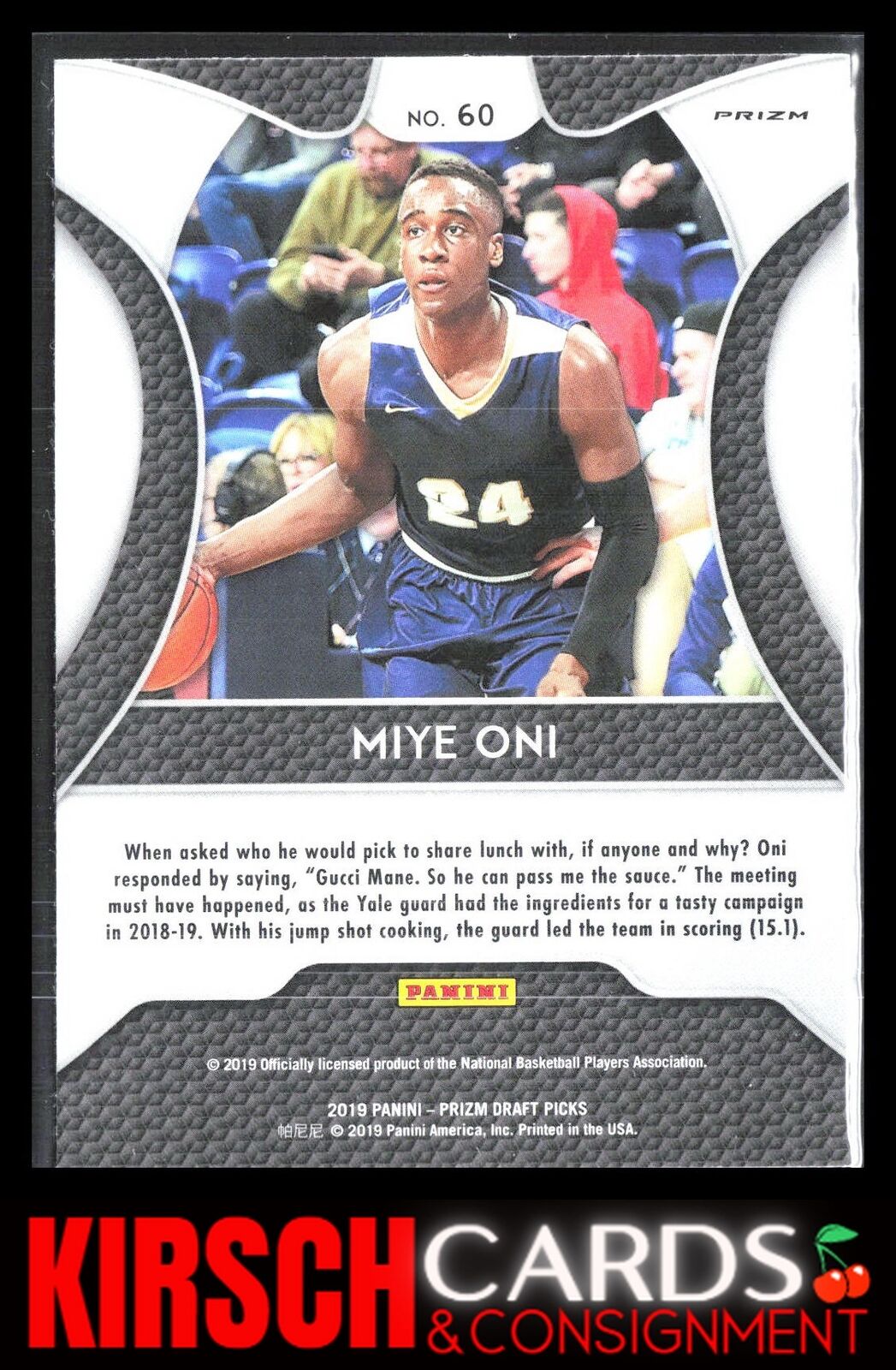 Miye Oni 2019 2019 Panini Prizm Draft Picks #60 Prizms Red Yale Bulldogs