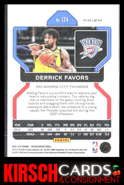 Derrick Favors 2021 2021-22 Panini Prizm #124 Silver Oklahoma City Thunder