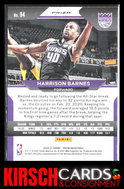 Harrison Barnes 2020 2020-21 Panini Prizm #94 Red, White and Blue Prizms