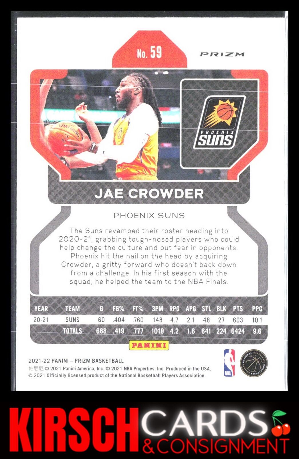 Jae Crowder 2021 2021-22 Panini Prizm #59 Red White and Blue Phoenix Suns