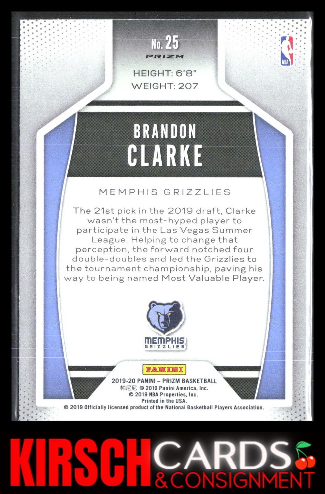 Brandon Clarke 2019 2019-20 Panini Prizm #25 Instant Impact Green Memphis