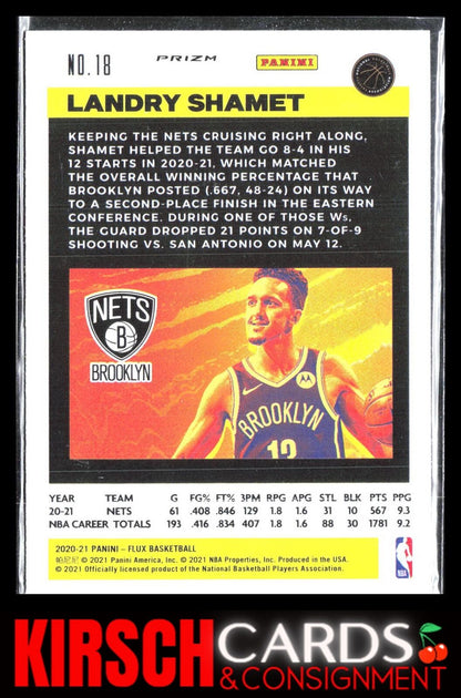 Landry Shamet 2020-21 Panini Flux #18 Silver Mojo Brooklyn Nets