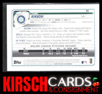 Yusei Kikuchi 2020 Bowman #80 Seattle Mariners