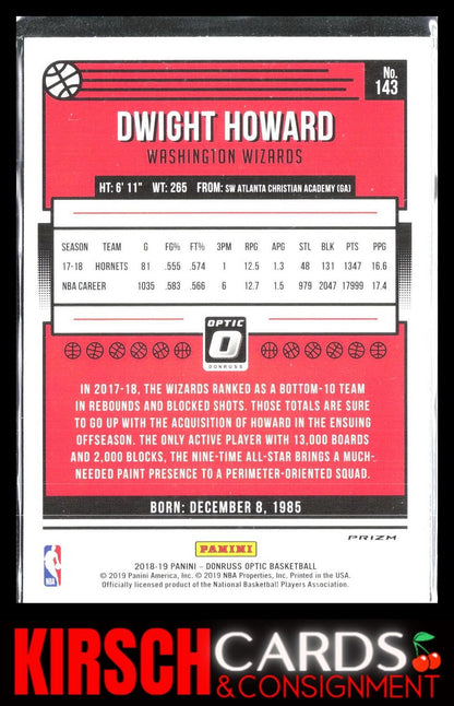 Dwight Howard 2018 2018-19 Donruss Optic #143 Fast Break Holo Washington Wizards