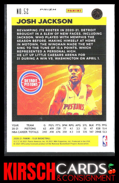 Josh Jackson 2020 2020-21 Panini Flux #52 Pulsar Detroit Pistons