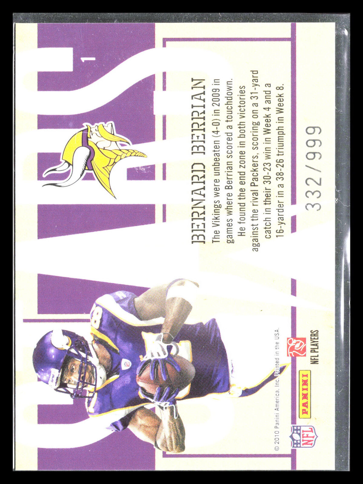 Bernard Berrian 2010 Donruss Elite #1    Minnesota Vikings