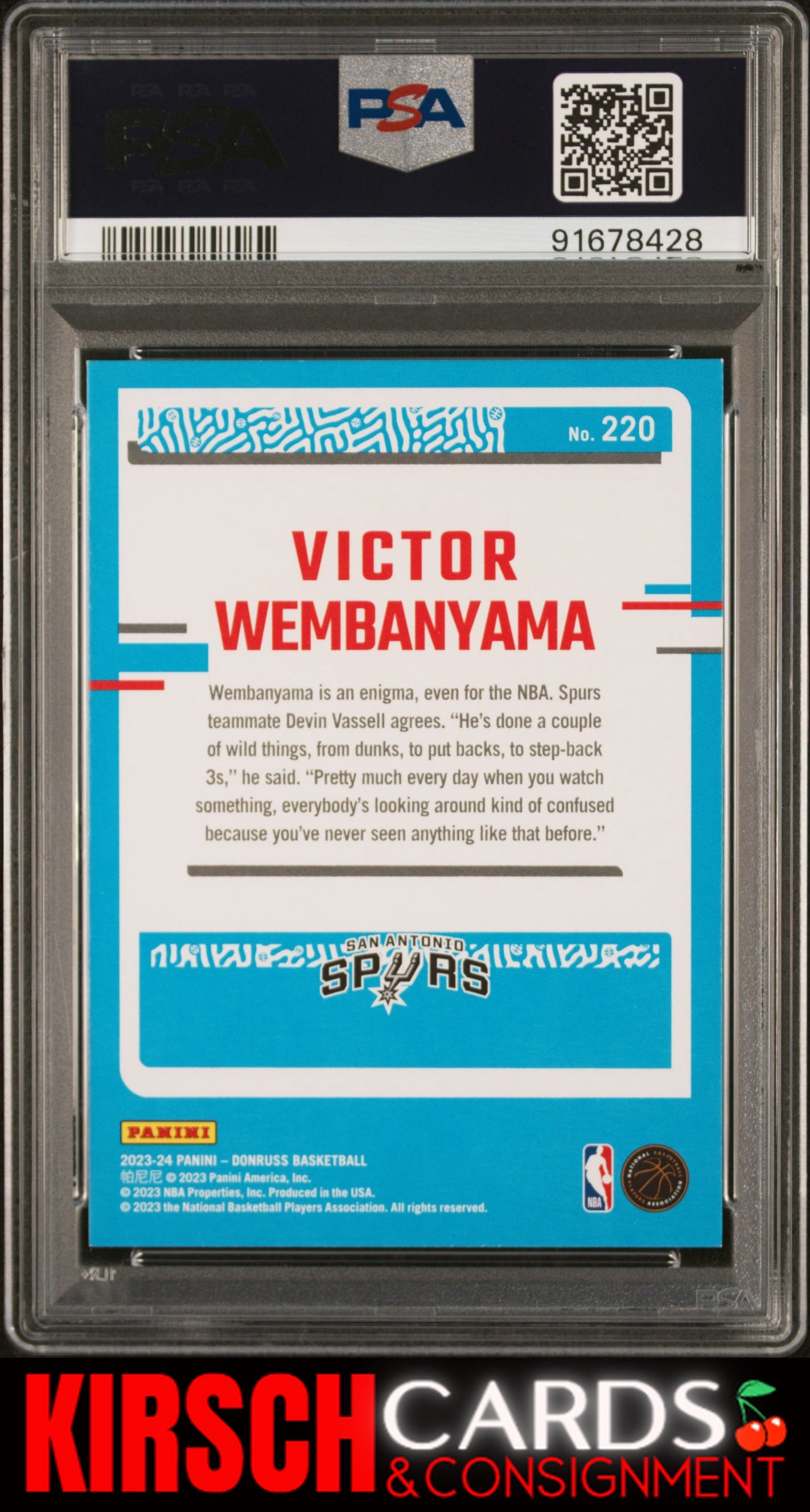 Victor Wembanyama 2023 Panini Donruss Rookie RC #220 PSA 9