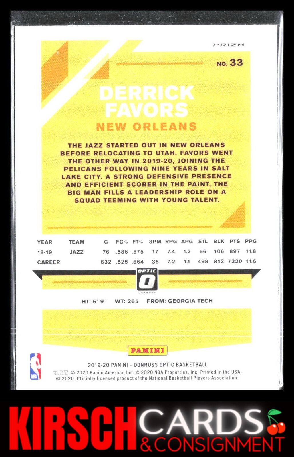 Derrick Favors 2019 2019-20 Donruss Optic #33 Hyper Pink New Orleans Pelicans